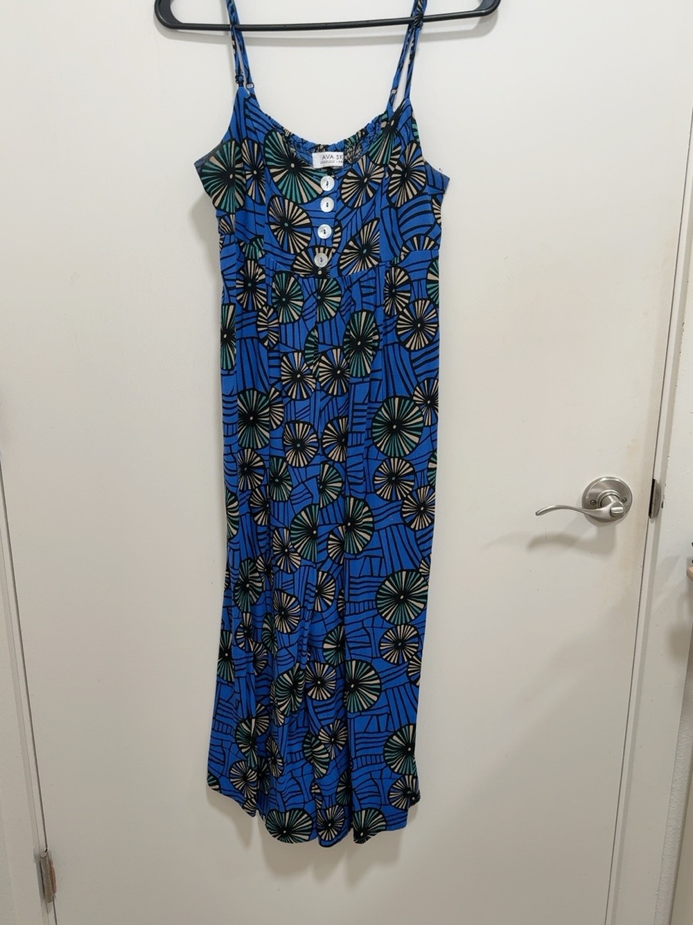 Fighting Eel Blue Print Wide Leg Jumpsuit – Adjustable Straps